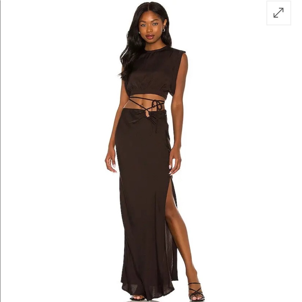 Free People Remi Set (Skirt/Top) Midnight Brown